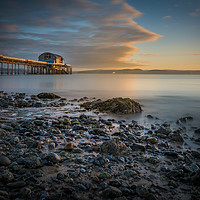 Buy canvas prints of The new lifeboat house on Mumbles pier at sunrise. by Bryn Morgan