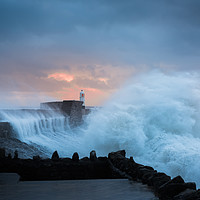 Buy canvas prints of Storm at Porthcawl lighthouse. by Bryn Morgan