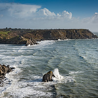 Buy canvas prints of Windy day at Three cliffs bay. by Bryn Morgan