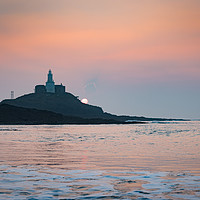 Buy canvas prints of Sunrise at Mumbles lighthouse. by Bryn Morgan