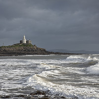 Buy canvas prints of Mumbles lighthouse viewed from Bracelet bay. by Bryn Morgan