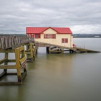 Buy canvas prints of The old lifeboat house on Mumbles pier. by Bryn Morgan