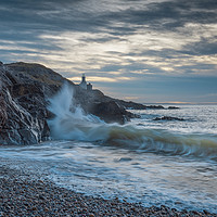 Buy canvas prints of Mumbles lighthouse with wave. by Bryn Morgan
