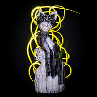 Buy canvas prints of Cat and her kitten, light painting. by Bryn Morgan