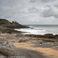 Buy canvas prints of Mumbles lighthouse from Bracelet bay by Bryn Morgan