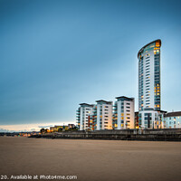 Buy canvas prints of The Meridian tower at Swansea marina by Bryn Morgan