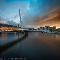 Buy canvas prints of The Sail bridge at Swansea marina by Bryn Morgan