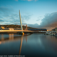 Buy canvas prints of The Sail bridge at Swansea marina by Bryn Morgan
