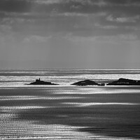 Buy canvas prints of Mumbles lighthouse in black and white by Bryn Morgan