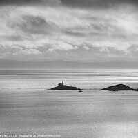 Buy canvas prints of Mumbles lighthouse, black and white by Bryn Morgan