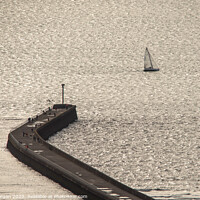Buy canvas prints of Swansea west pier and yacht in the bay by Bryn Morgan