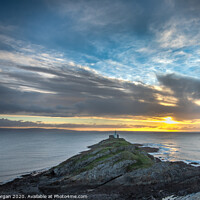 Buy canvas prints of Mumbles lighthouse viewed from the hill above the bay by Bryn Morgan
