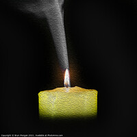 Buy canvas prints of Burning candle with rising smoke by Bryn Morgan