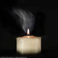 Buy canvas prints of Burning candle with rising smoke by Bryn Morgan