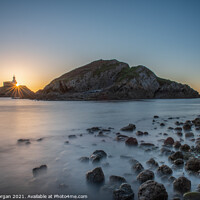 Buy canvas prints of Mumbles lighthouse at sunrise by Bryn Morgan