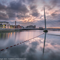 Buy canvas prints of The Sail bridge at Swansea marina  by Bryn Morgan