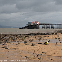 Buy canvas prints of Mumbles pier at low tide by Bryn Morgan