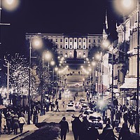 Buy canvas prints of Christmas in Oslo overlooking the city by Mike Evans