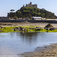 Buy canvas prints of View Across Mounts Bay to St. Michaels Mount in Cornwall, UK by Chris Dorney