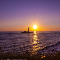 Buy canvas prints of Sunrise at St. Marys Lighthouse in Northumberland, UK by Chris Dorney