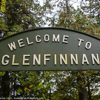 Buy canvas prints of Welcome to Glenfinnan Sign in Scotland by Chris Dorney
