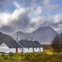 Buy canvas prints of Blackrock Cottage in Glencoe, Scotland by Chris Dorney