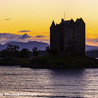 Buy canvas prints of Sunset at Castle Stalker in the Scottish Highlands, UK by Chris Dorney