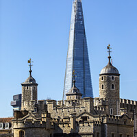 Buy canvas prints of The Shard and the Tower of London, UK by Chris Dorney
