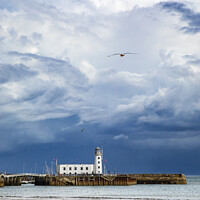 Buy canvas prints of Scarborough Pier Lighthouse in Scarborough, Yorkshire, UK by Chris Dorney
