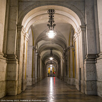 Buy canvas prints of Arched Walkways at Praca do Comercio in Lisbon, Portugal by Chris Dorney