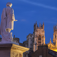 Buy canvas prints of William Etty Statue and York Minster at Dusk by Chris Dorney