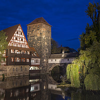 Buy canvas prints of Weinstadel House and Pegnitz River in Nuremberg by Chris Dorney