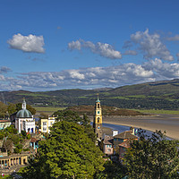 Buy canvas prints of Panoramic View of Portmeirion in North Wales, UK by Chris Dorney