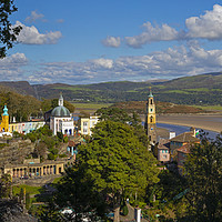Buy canvas prints of Stunning Panoramic View of Portmeirion in North Wa by Chris Dorney