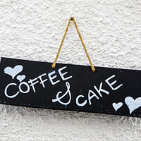 Buy canvas prints of Coffee and Cake Sign by Chris Dorney