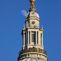 Buy canvas prints of The Moon and St. Pauls Cathedral by Chris Dorney
