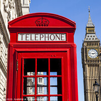 Buy canvas prints of Red Telephone Box and Big Ben in London by Chris Dorney