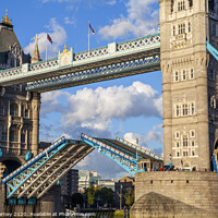 Buy canvas prints of Close-up of an Open Tower Bridge by Chris Dorney