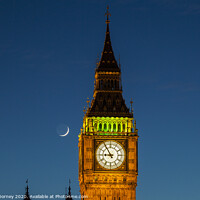 Buy canvas prints of Big Ben and the Moon at Dusk by Chris Dorney