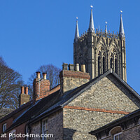 Buy canvas prints of Lincoln Cathedral Towers from Steep Hill by Chris Dorney