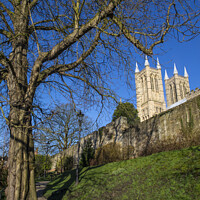 Buy canvas prints of Lincoln Cathedral viewed from the Bishops Palace by Chris Dorney