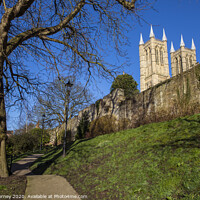 Buy canvas prints of Lincoln Cathedral viewed from the Bishops Palace by Chris Dorney