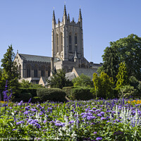 Buy canvas prints of St. Edmundsbury Cathedral from Abbey Gardens in Bury St. Edmunds by Chris Dorney