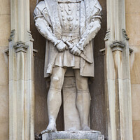 Buy canvas prints of Statue of King Henry VII at Kings College in Cambridge by Chris Dorney