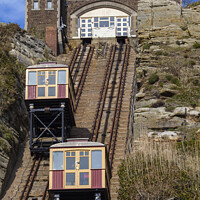 Buy canvas prints of View of the East Hill Railway Lifts in Hastings by Chris Dorney