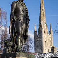 Buy canvas prints of Duke of Wellington Statue and Norwich Cathedral by Chris Dorney