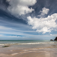 Buy canvas prints of Summer sky over Lundy Bay by Lindsay Philp