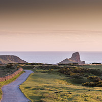 Buy canvas prints of Worms Head Evening Glow by Mark Fender