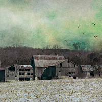 Buy canvas prints of Winter Barn # 01 by JOHN RONSON