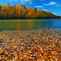 Buy canvas prints of blue lake on autumn by Paul Boazu